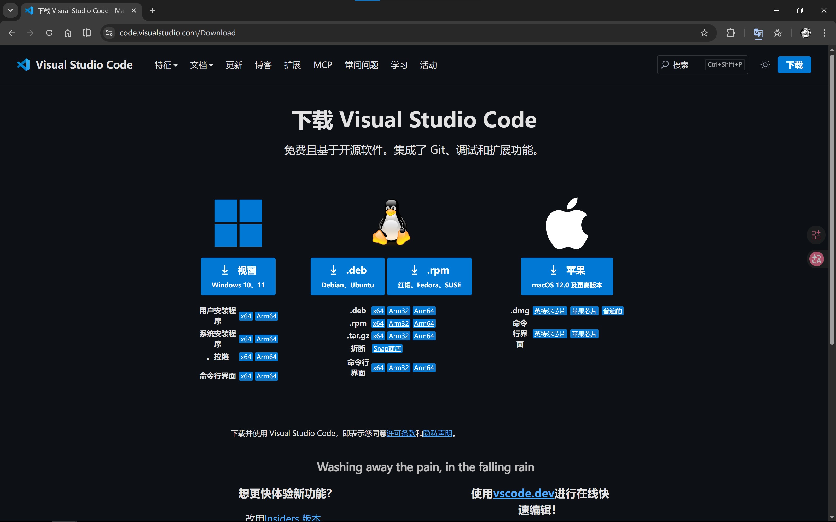 VS Code Download Page